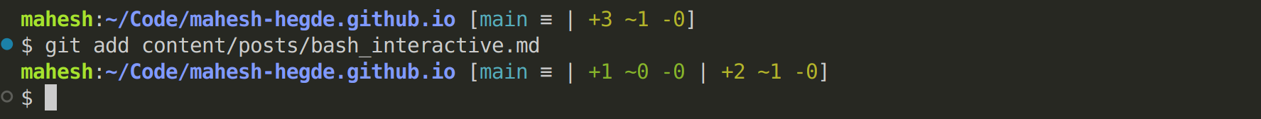 git prompt after staging