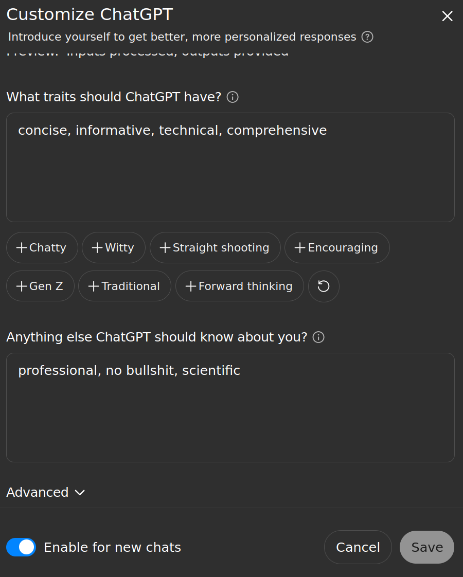 Customize ChatGPT